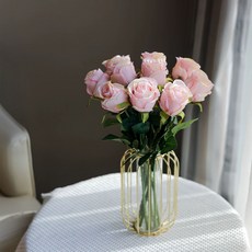 수국 알륨 조화 인테리어 부쉬 다발 장식 꽃 촬영 컬러, 10송이 보가리아 로즈 핑크