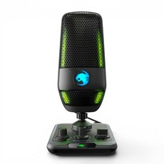 ROCCAT 스트리밍 마이크 게임 방송 녹음용 24비트 RGB 콘덴서, 블랙, Torch