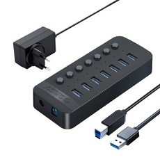 ORICO USB 3.0 허브 알루미늄 산업용 스플리터 분할 스위치 맥북 휴대폰 태블릿용 12V 전원 어댑터 포함 7 포트, 7 Port EU, 1.7 Port EU