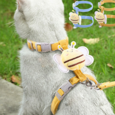 루체트리 강아지하네스 강아지 하네스 꿀벌 리드줄 세트 가슴줄 산책줄 반려견용품, 꿀벌하네스-블루S