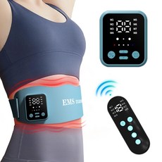 Garrl 저주파 복부 마사지기 EMS 트레이닝 마사지기 무선 온열 진동 복부 마사지기 리모컨 포함, 블루