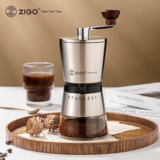 Shark家具 zigo 手搖磨豆機 家用便攜式大容量陶瓷芯手衝咖啡機, 鋼本色, 1個