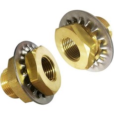 레진 황동 12 NPT 여성 벌크헤드 커플링 파이프 피팅 앵커 탱크 길이 1-12 2팩, 1/8" S