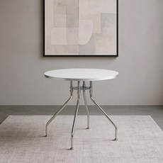 룬트 원형테이블 미드센츄리 모던 크롬 식탁 3size, 2인용, 화이트(WWD3082)