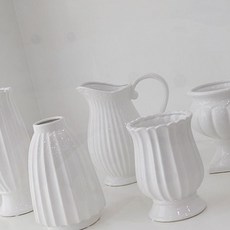 화이트 도자기 화병 인테리어 거실 북유럽 오브제 꽃병, 에코 노르딕엔틱 화병(숏벨라)