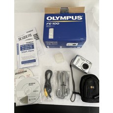 올림푸스 FE-100 실버 4MP Y2k 디지털 카메라 및 부품 (작동 여부 미확인)