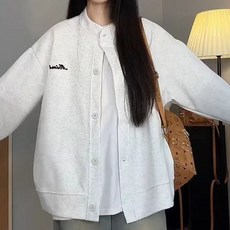 AOKADA 여성 오버핏 야구 점퍼 봄 가을 롱 가디건