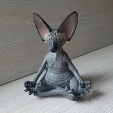 고양이 명상 조각상 수집용 미니어처 장식품 스핑크스 데스크탑 장식 동물 모델 피규어 3D 홈 데코 스핑크, 01 Small 8cm, 06 Black