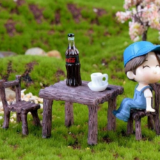 정원 장식 소품 조경 작은 작은 정원 장식 미니어처 디오라마 테라리움 테이블 장식용 장난감 목가풍 재료, 의자탁자B BL04778