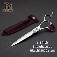 애견미용가위 커브 MURASAKI 미용 가위 일본 VG10 코발트 강철 헤어 커팅 이발사를 위한 특별한 디자인, [15] 6.5 inch