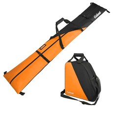 Goloni 스키 가방 및 부츠 백 콤보 항공 여행용 스키 가방 방수 스노보드 백 최대 180cm 스키 및 최대 사이즈 US13 부츠에 적합, Black & Orange, 블랙 & 오렌지