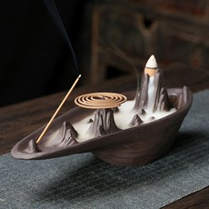 原創紫砂檀香倒流香薰爐創意高山流水室內薰香迴流爐家居擺件, 紫砂高山流水船型