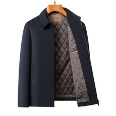 中老年男士翻領休閒棉衣，加厚夾棉外套