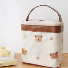 嬰兒食品保溫袋 手提便當袋 野餐包 小熊刺繡 H96002, 小熊