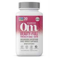 Om Beauty - 全蘑菇超級食物每日增強無麩質純素素食膠囊, 90入, 1個