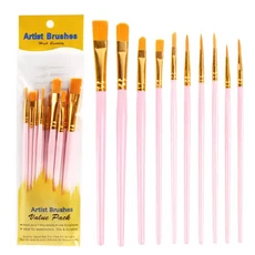 10pcs/sest 전문 아티스트 나일론 페인트 브러시 세트 수채화 그림 새로운 색상, 1개