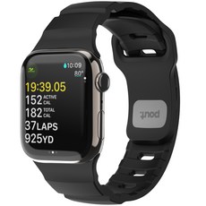 파우트 애플워치 호환 실리콘 스트랩 스포츠 밴드 38/40/41/42/44/45/46/49 mm, 스텔스 블랙
