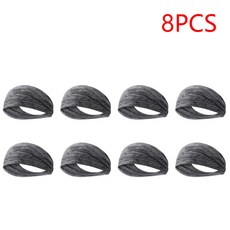 24PCS 울트라 얇은 스포츠 스웨트 밴드 탄성 헤어 흡수 머리띠 소프트 야외 요가, Grey 8PCS