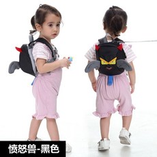 防走失帶學步帶簡易兒童防丟失防走丟安全防摔學走路遛娃牽引繩子 L475, 1.5米防丟包-憤怒獸黑色, 1個