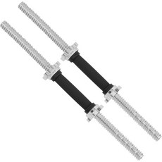 예스4올 한 쌍의 나사식 덤벨 핸들 14/16/18/24인치 크롬/고무 그립 1인치 플레이트 웨이트 바 커넥터 장착 가능, Rubber, 24 inch, 1개, 24 inch