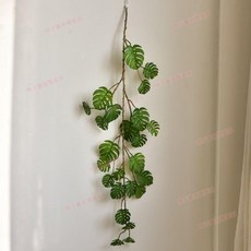仿真龜背竹藤蔓壁掛綠葉植物牆裝飾, 1.1米龜背藤蔓春款（綠色）, 1個