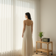 메리레이디 비침없는 도톰차르르 거실 커텐 화이트 쉬폰커튼 커튼 아일렛형