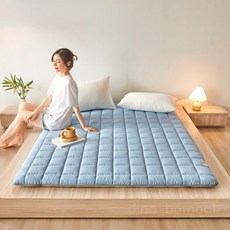 이부자리 방바닥 까는이불 깔개 집들이 바닥요 요패드 까는 요매트 손님용 매트 패드 원룸, 2. 블루 두께5cm