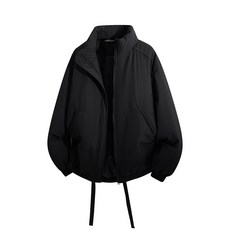 男士純色立領寬鬆加絨加厚棉服保暖羽絨外套-休閒百搭短版麵包服