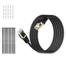 HUO JI CAT8 인터넷 랜선 초고속 40Gbps 랜 케이블 PVC, 30m, 1개, 검은색