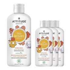에티튜드 리틀 리프 사이언스 비건 버블 워시 유아 입욕제 망고 향, 4개, 473ml