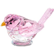YWHL 옐로우 크리스탈 새 조각상 애호가를 위한 수제 선물 책상 테이블 홈 데코용 아트 유리 동물 수집용 347334, 핑크