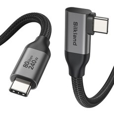 실크랜드 USB4.0 케이블 C타입-C타입 240W 80Gbps ㄱ자 90도 고속충전 데이터 케이블, 1개, 블랙, 1.2m 1개, 블랙, 1.2m