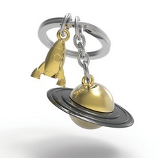 metamorphose 金色火箭土星鑰匙圈 金屬吊飾 汽車鑰匙扣 可愛掛飾