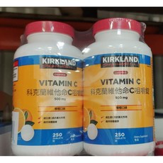 KIRKLAND SIGNATURE 科克蘭維他命C咀嚼錠 500毫克 柳橙口味 250錠 x 2瓶, 1個, 分購1罐價