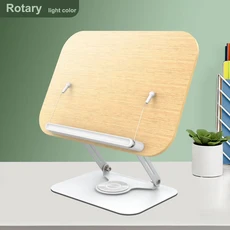 360도 조절 가능한 책 홀더를 읽을 수 있는 새로운 책꽂이 ° 회전 베이스 탄성 페이지 클립 접이식 데스, 02 아이보리