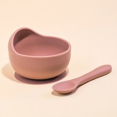 寶寶矽膠吸盤碗湯匙組 - 嬰幼兒學習餐具，安全無毒，防滑設計, 紅色(碗+湯匙), 1個