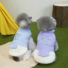 狗狗絨毛保暖背心，秋冬寵物服裝，可愛時尚，適用於博美犬, 藍色,XS, 1個