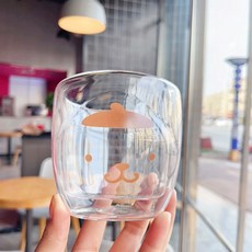 산리오 가족들 이중유리컵 촉감 좋은 물컵 어린이 주방 귀여운 소품 보온 냉온, 푸린, 1개, 400ml