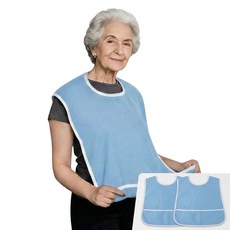 차차쿠바 부드러운 수건면 요양원 환자용 방오 위생 턱받이 식사 앞치마, 3개, 라이트 블루