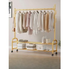 옷가게 철제 행거 의류 매장 행잇올 이동식행거 골드 북유럽 150cm 골드 이중층 대형, 60cm 화이트 이중층