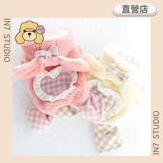 Lollypop PET 秋冬寵物服飾 愛心補丁連帽四腳衣 珊瑚絨保暖寵物連身褲, 黃色,XL, 詳見包裝
