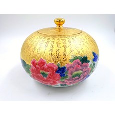 精緻牡丹花陶瓷裝飾罐 金色罐身 居家擺飾 糖果茶葉收納, 金色