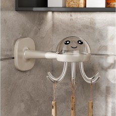 지웅마켓 주방 조리도구 걸이 거치대 문어발 다용도 걸이 360도 회전걸이, 1개, 크림화이트