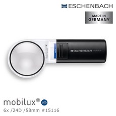 Eschenbach mobilux LED 手持型非球面放大鏡 德國製, 1個, 熱銷 6倍/24D/58mm 15116,正常品