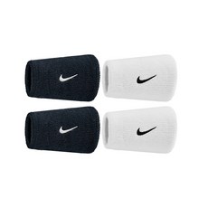 나이키 스우시 더블와이드 손목밴드, 4개, 블랙+화이트
