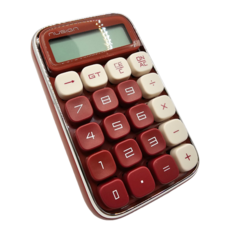 델리 키감좋은 계산기 레트로 기계식 일반계산기, 1개, 레드