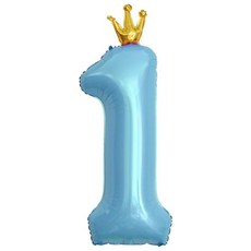 이벤트홀릭 초대형 왕관 숫자은박풍선, 블루 1
