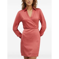 게스 칼라 개더 미니 드레스