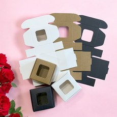 마켓꿍 투명창 선물 상자 작은 미니 소형 크라프트 블랙 포장 종이 답례품 어린이집 유치원 쿠키 사탕 심플 모던 화이트 고급 정사각 케이크 무지 비누, 투명창 모던 화이트 0호