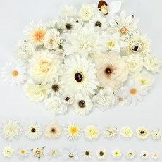 30 조각 인공 꽃 머리 인공 꽃 작은 꽃 인공 꽃 머리 DIY 공예 스크랩북 결혼식 파티 가정 공예 대량 혼합물을위한 큰 실크 꽃 머리